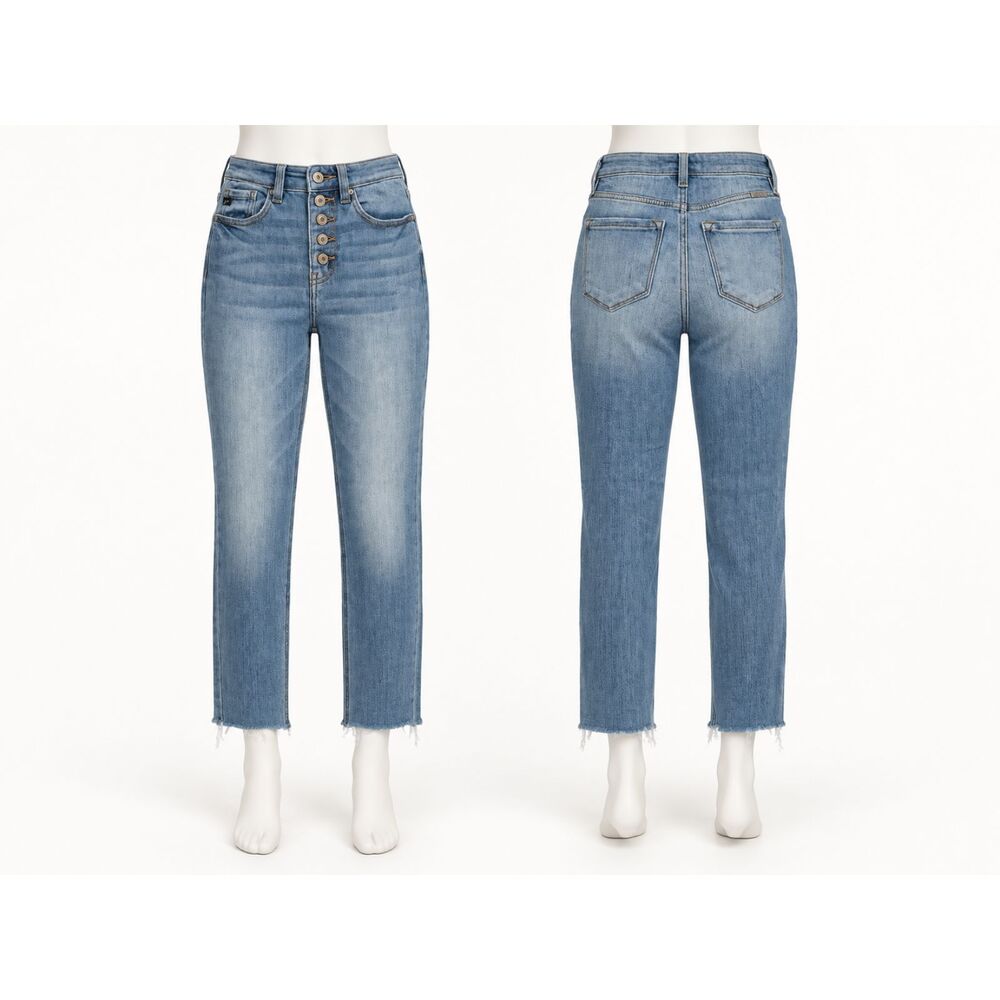 KanCan Priscilla High Rise Slim Straight Jeans Light Blue Five Button Size 0 23